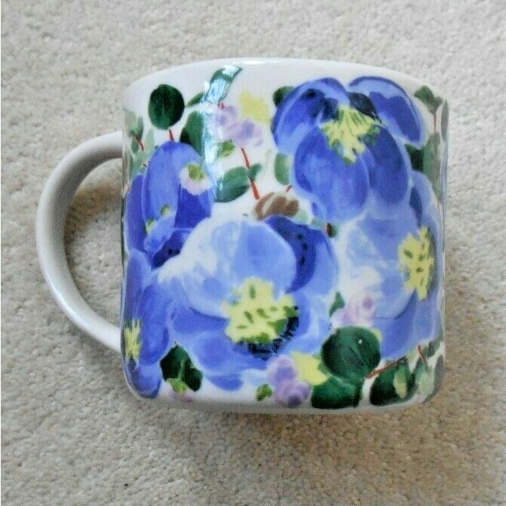 Anthropologie Blue Floral Mug with Letter I - Picture 2 of 2